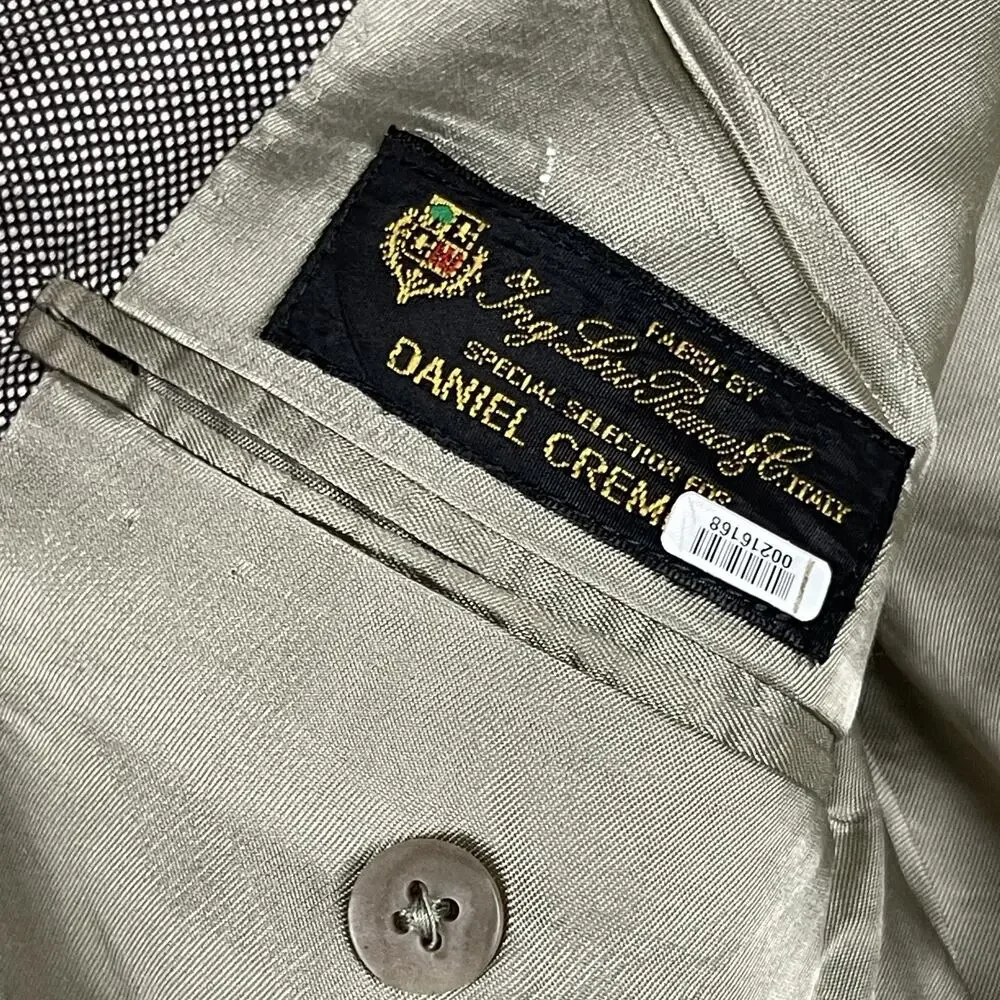 Daniel Cremieux Loro Piana Wool Blazer Sport Coat Mens 42R Brown Geometric USA‎